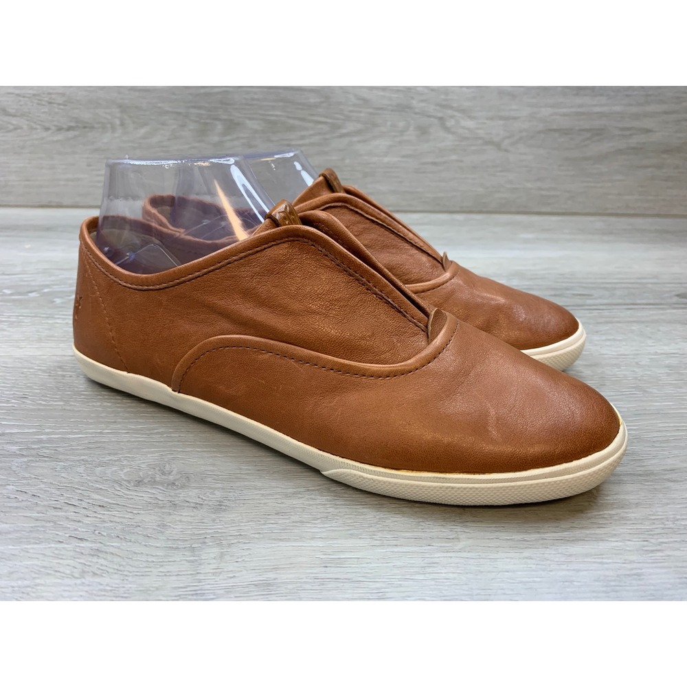 Frye Women's Cognac Leather Slip On Sneakers 9.5 Casual Comfort Classic Shoes